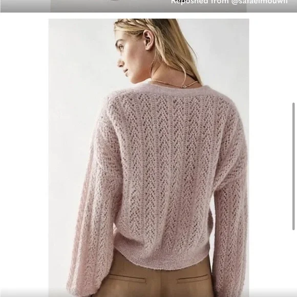 Free People Amelia Alpaca Cardigan Pink Size Medium - Picture 4 of 11